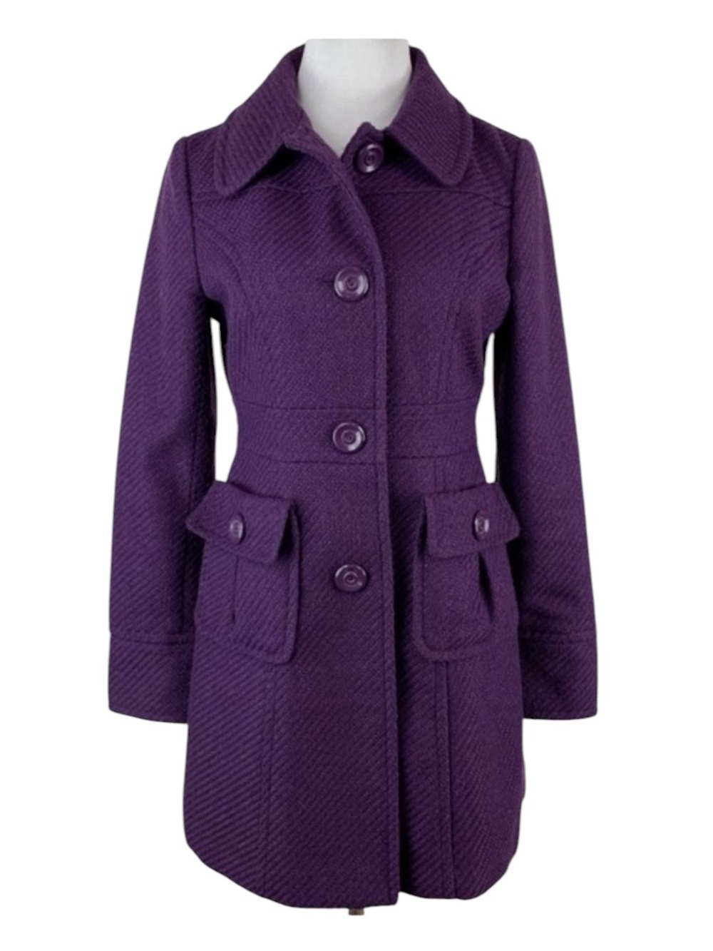 Anthropologie Tulle Purple Textured Pea Coat Jacket - M